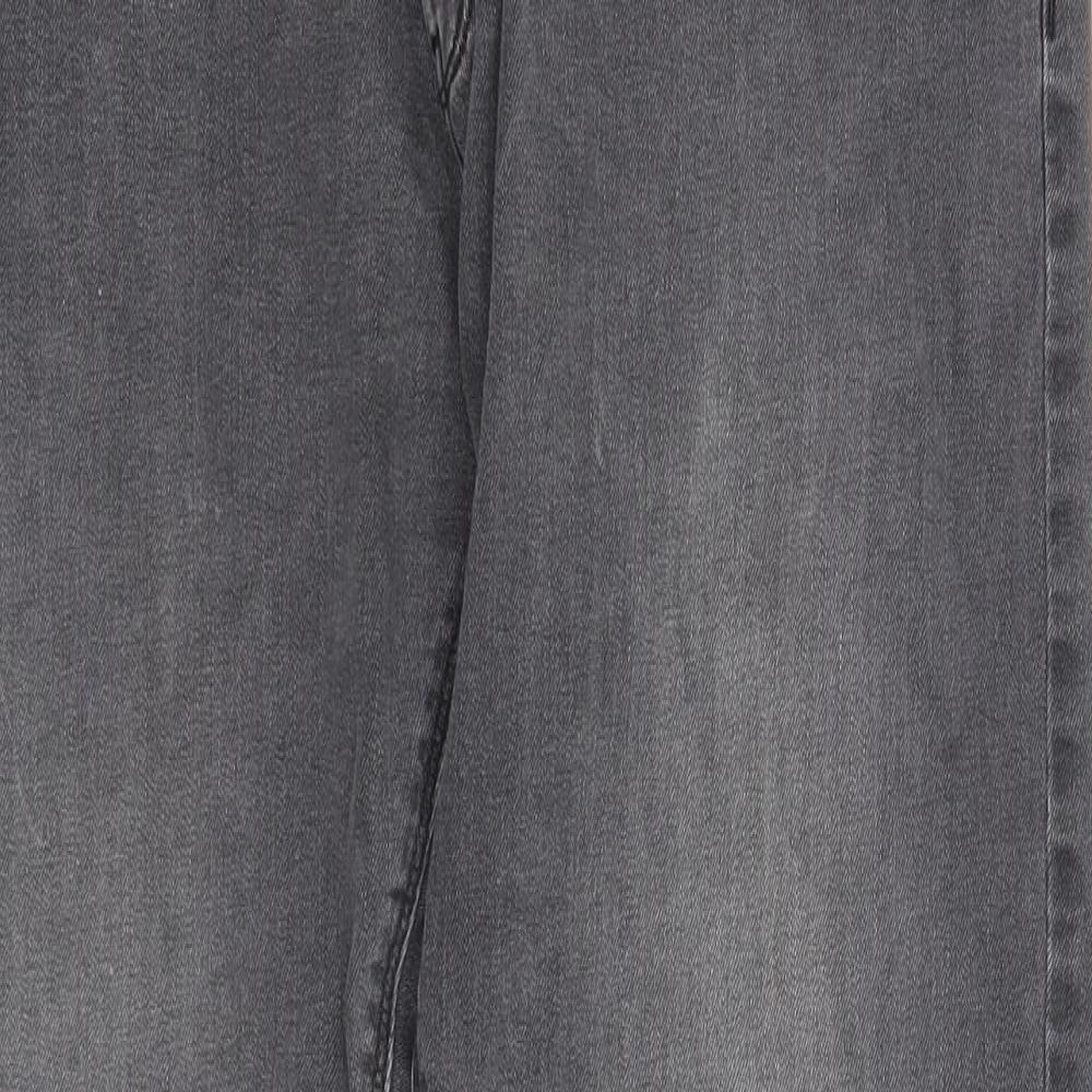 Marks and Spencer Mens Grey Cotton Straight Jeans Size 38 in L33 in Slim Zip