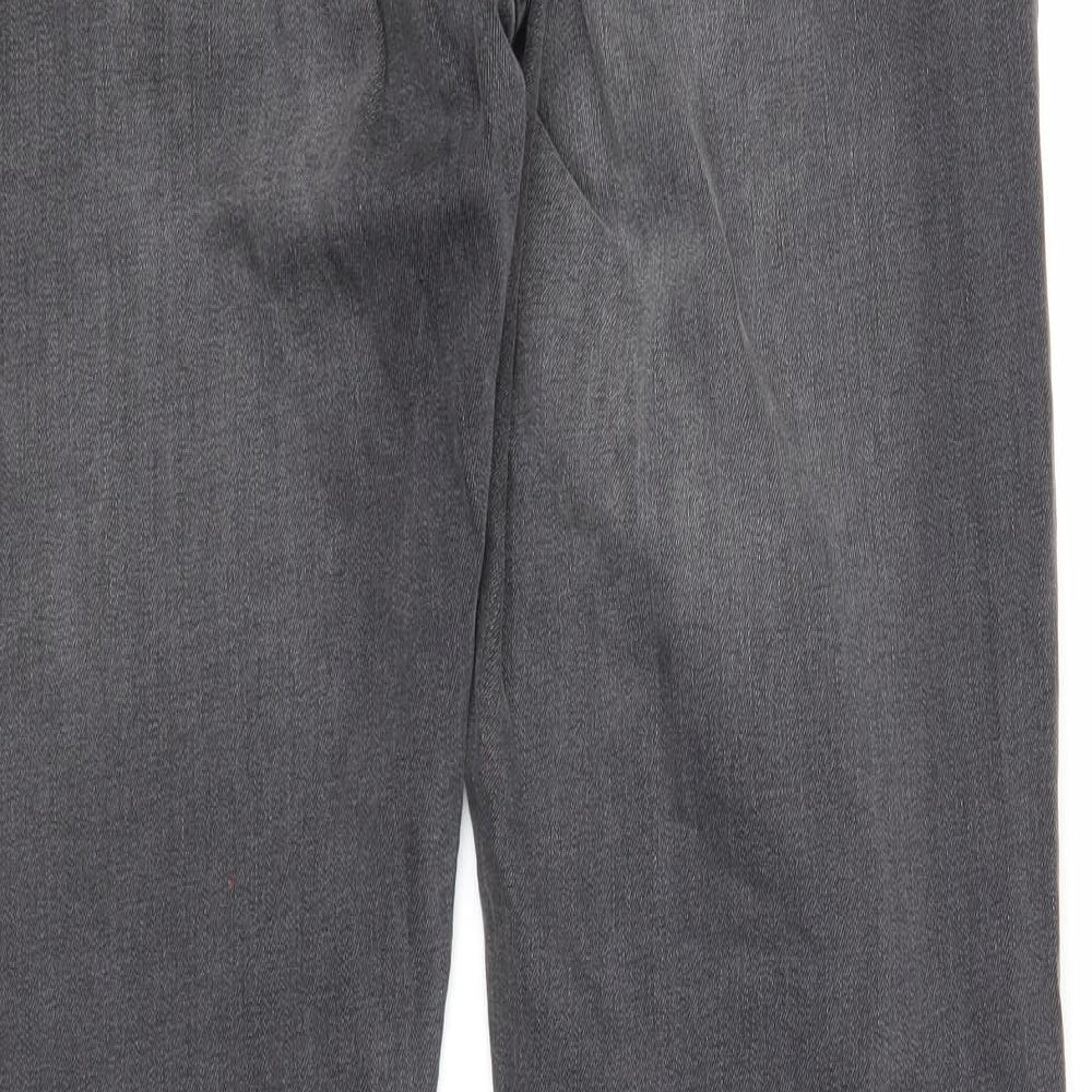 Marks and Spencer Mens Grey Cotton Straight Jeans Size 38 in L33 in Slim Zip