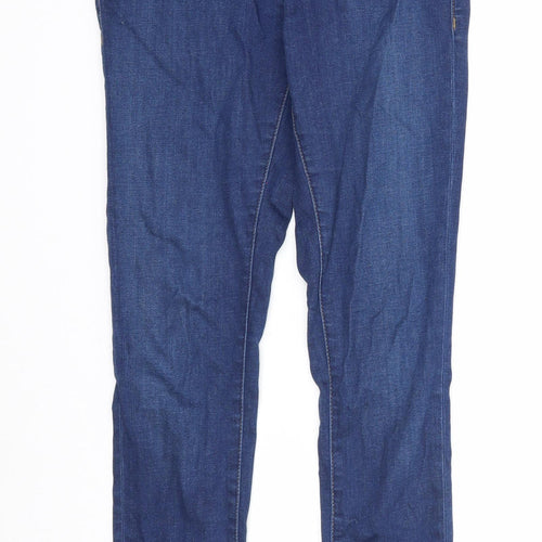 Topshop Womens Blue Cotton Skinny Jeans Size 28 in Regular Zip