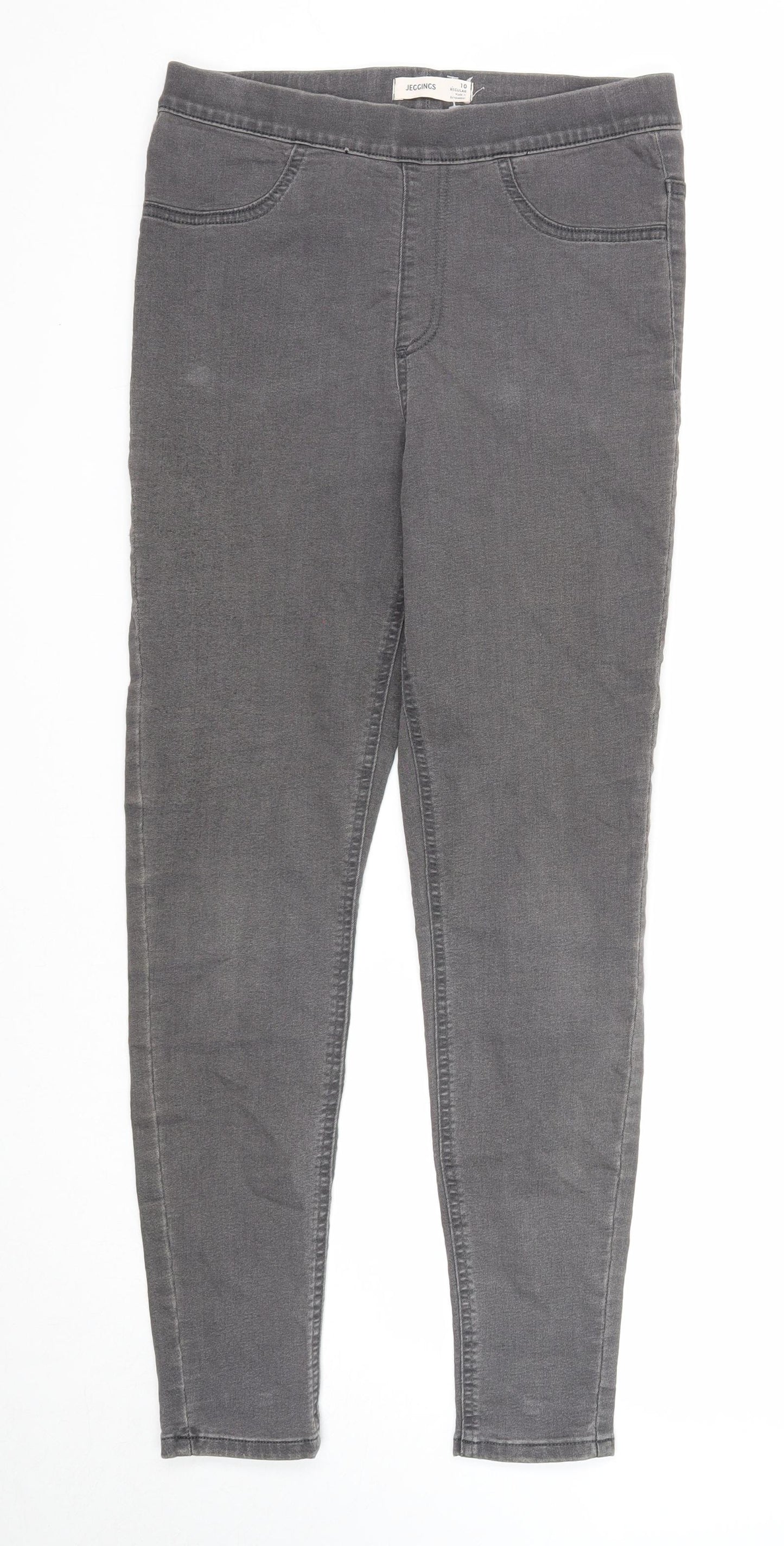 Marks and Spencer Womens Grey Cotton Jegging Jeans Size 10 Regular Zip