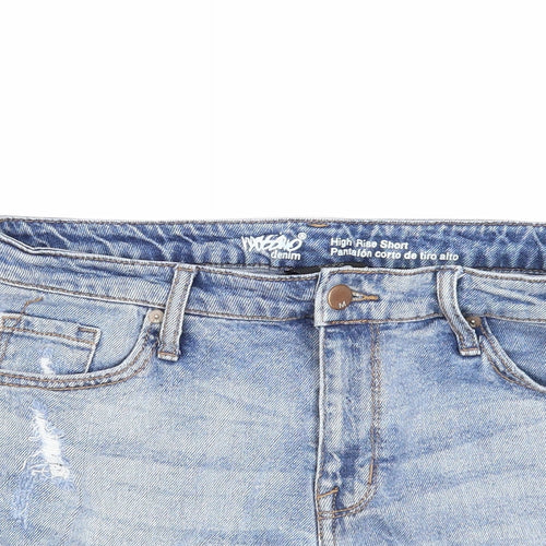 Preworn Womens Blue Cotton Cut-Off Shorts Size 10 Regular Zip - Distressed