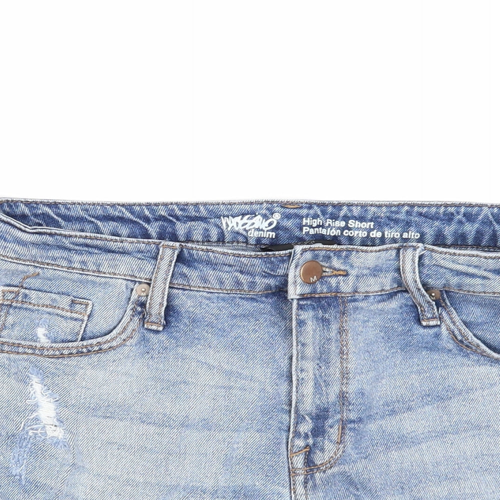 Preworn Womens Blue Cotton Cut-Off Shorts Size 10 Regular Zip - Distressed