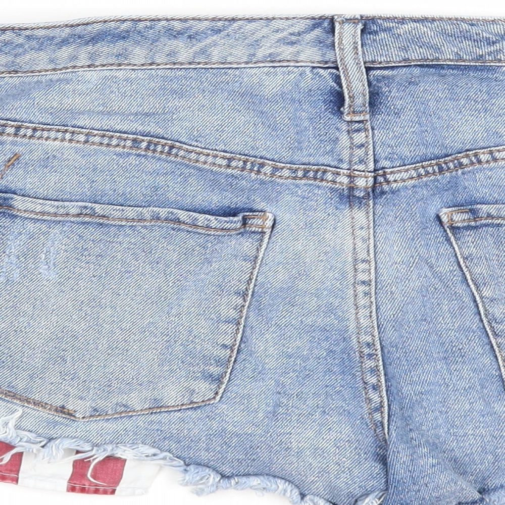 Preworn Womens Blue Cotton Cut-Off Shorts Size 10 Regular Zip - Distressed