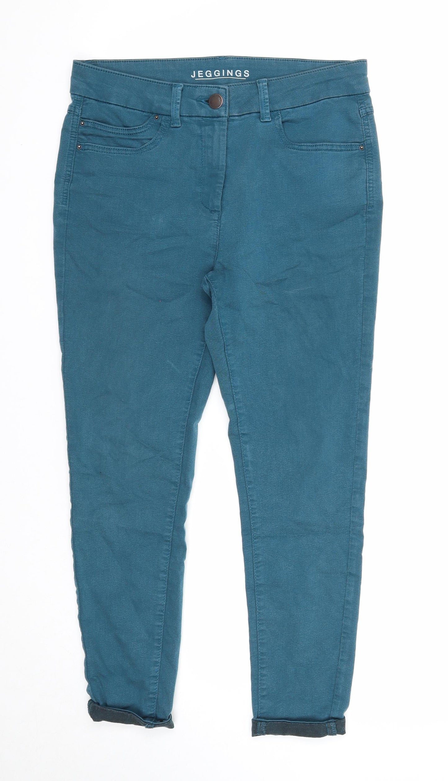 Marks and Spencer Womens Blue Cotton Jegging Jeans Size 12 Regular Zip