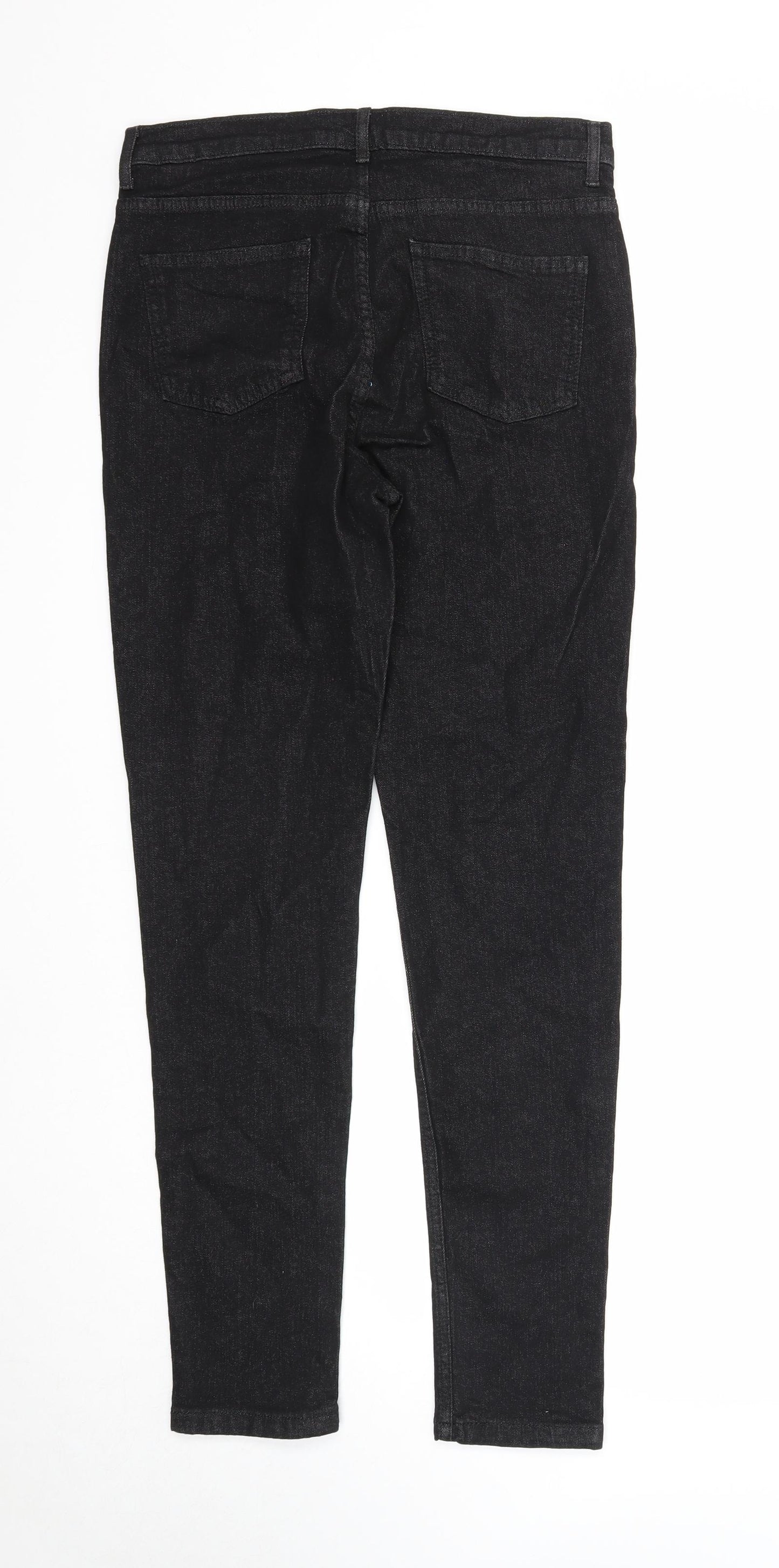 Marks and Spencer Womens Black Cotton Skinny Jeans Size 12 Regular Zip