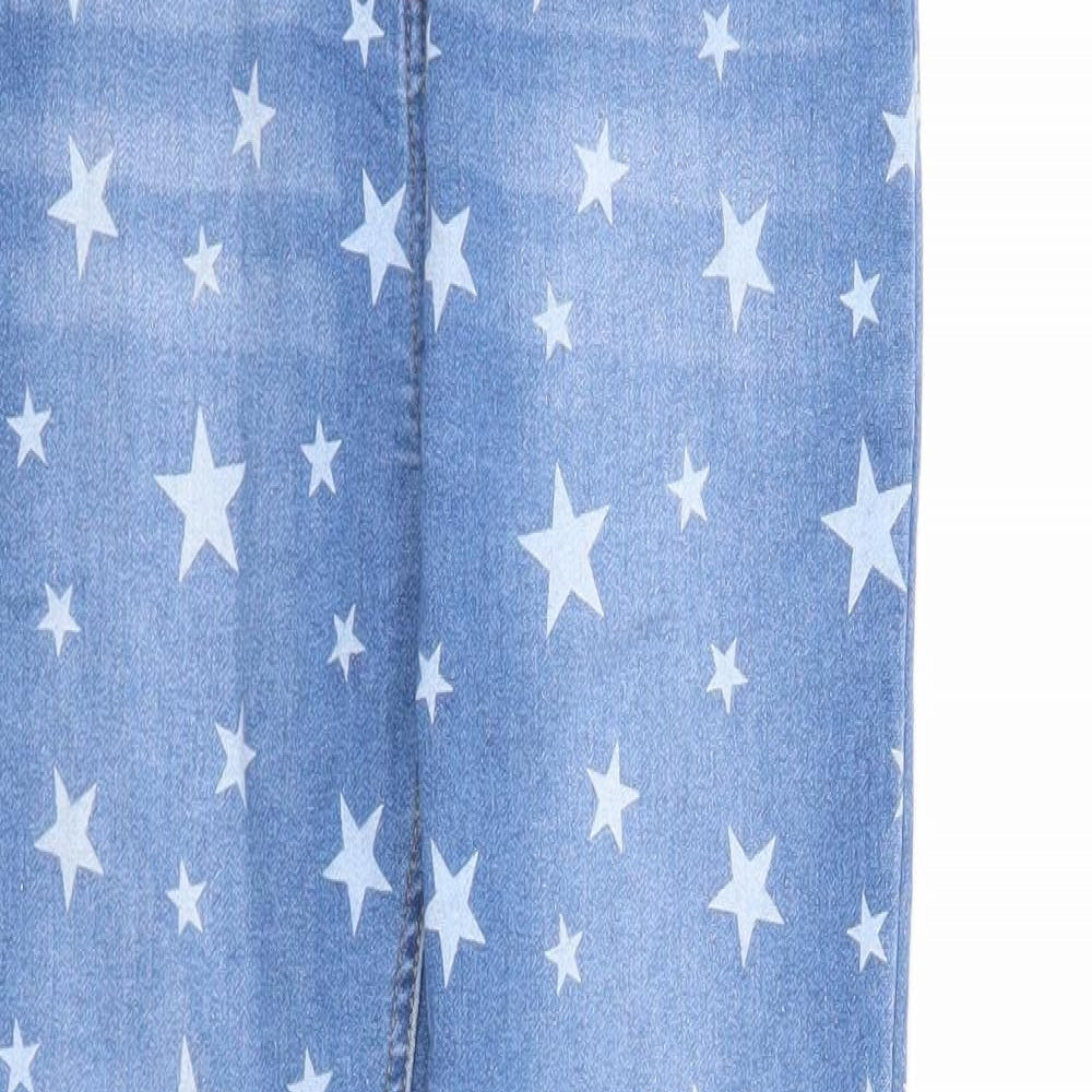 M&Co Girls Blue Geometric Cotton Jegging Jeans Size 11-12 Years Regular Pullover - Star Print