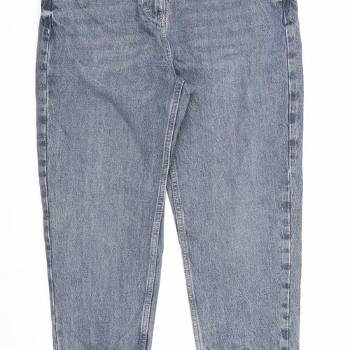 NEXT Womens Blue Cotton Mom Jeans Size 14 Regular Zip