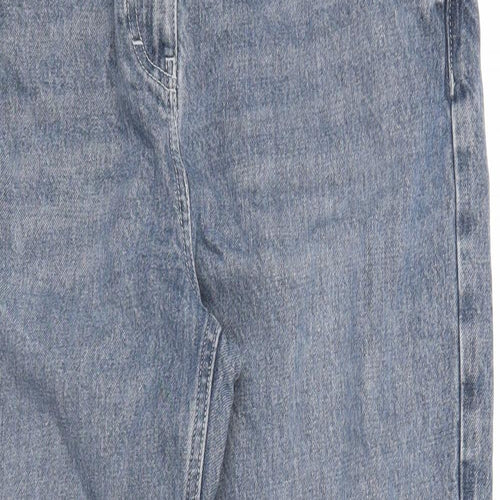 NEXT Womens Blue Cotton Mom Jeans Size 14 Regular Zip