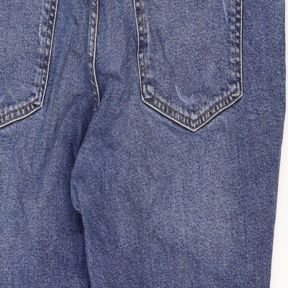 New Look Womens Blue Cotton Mom Jeans Size 16 Regular Zip