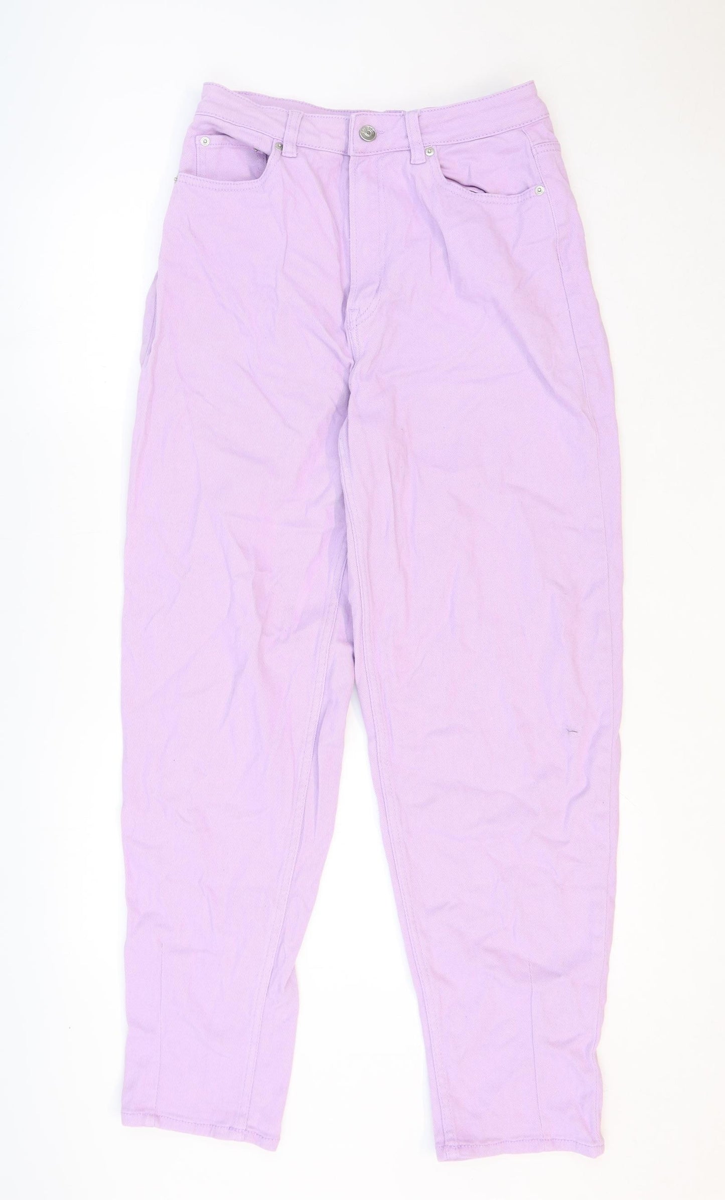 H&M Womens Purple Cotton Mom Jeans Size 10 Regular Zip