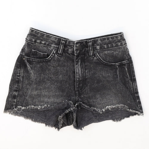 Denim Co. Womens Black Cotton Cut-Off Shorts Size 4 Regular Zip