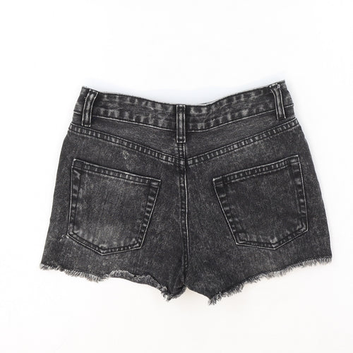 Denim Co. Womens Black Cotton Cut-Off Shorts Size 4 Regular Zip