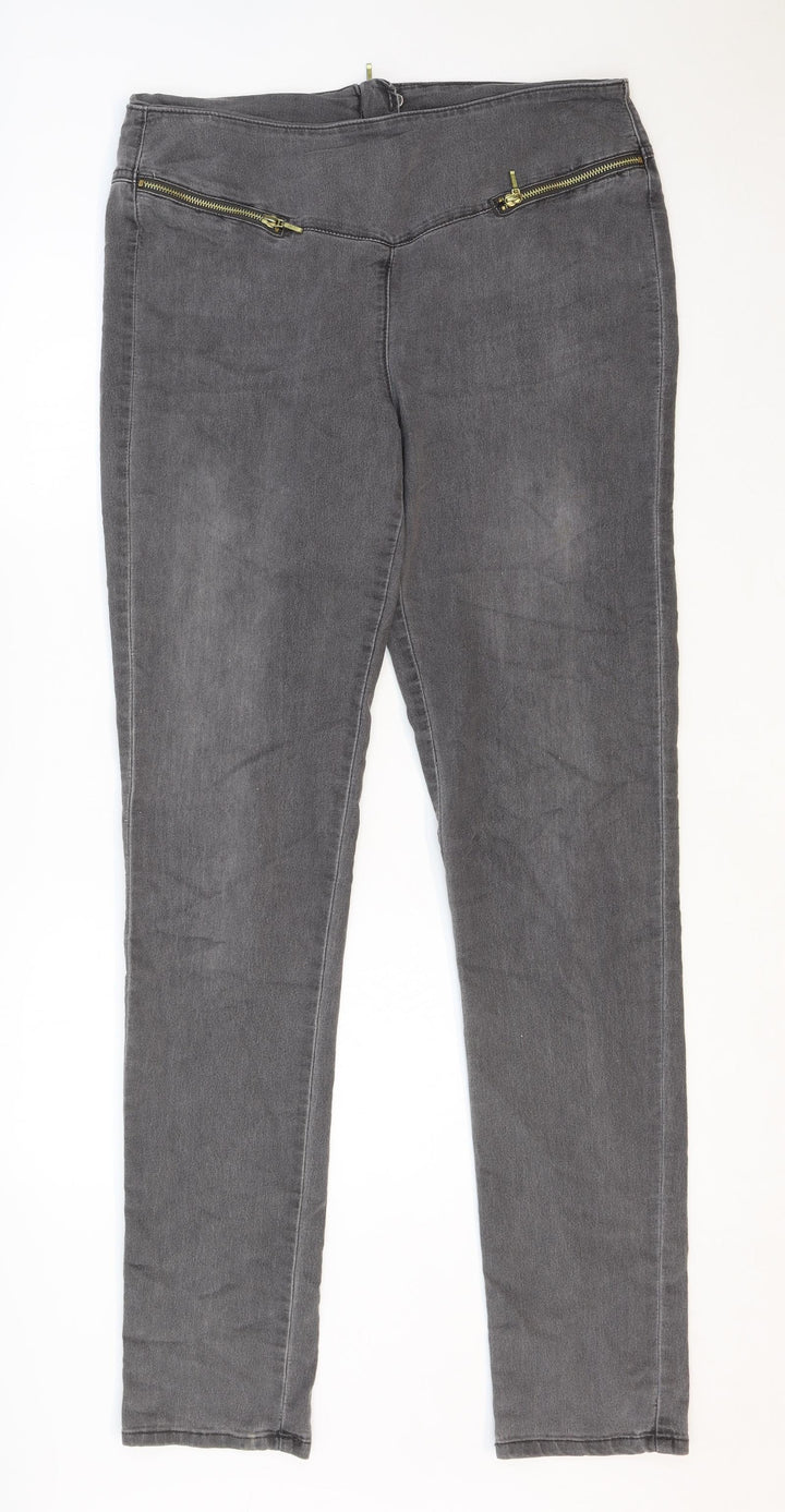 VERO MODA Womens Grey Polyester Jegging Trousers Size L Regular Zip - Size L-XL