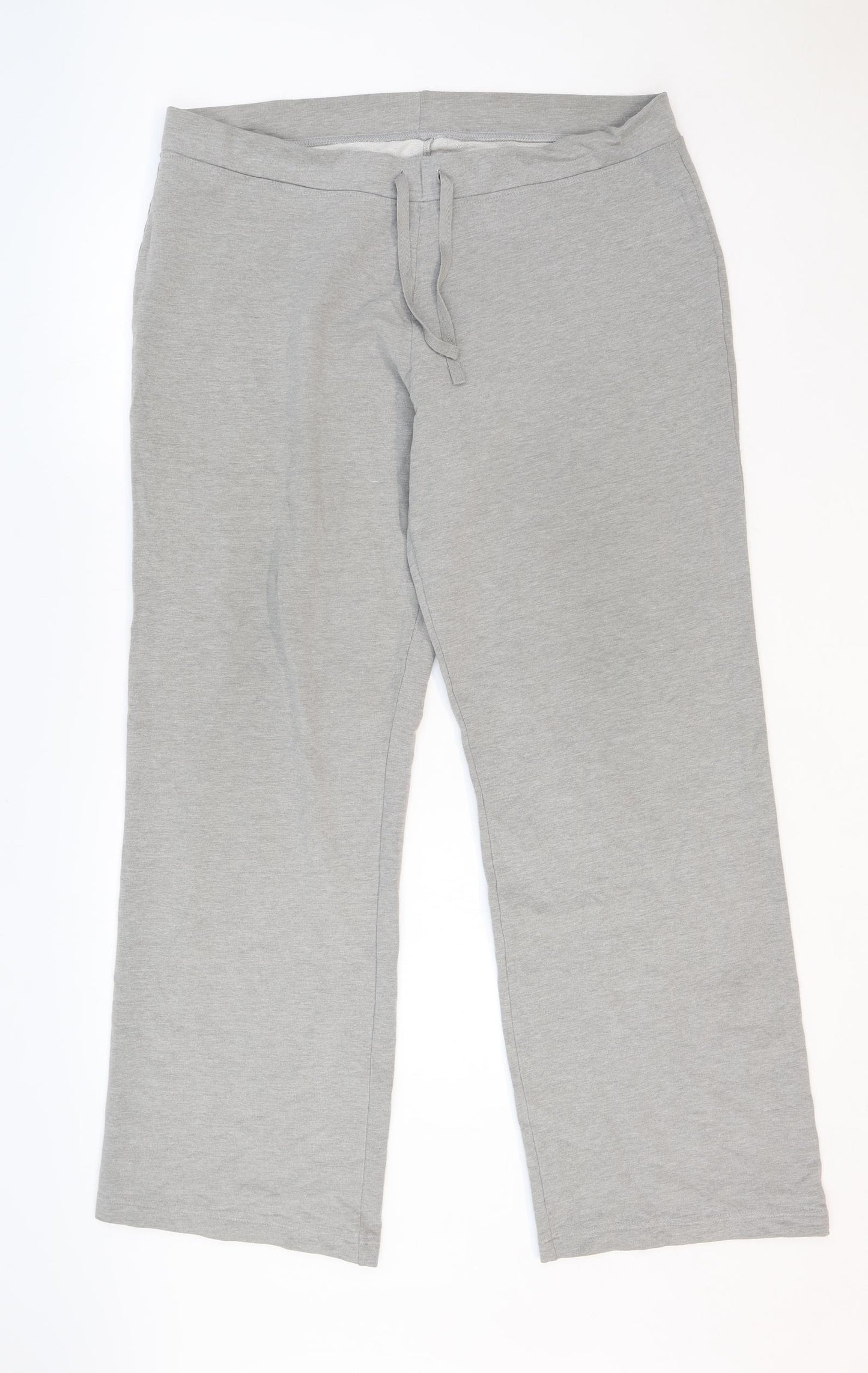 Marks and Spencer Womens Grey Cotton Sweatpants Trousers Size 18 Regular