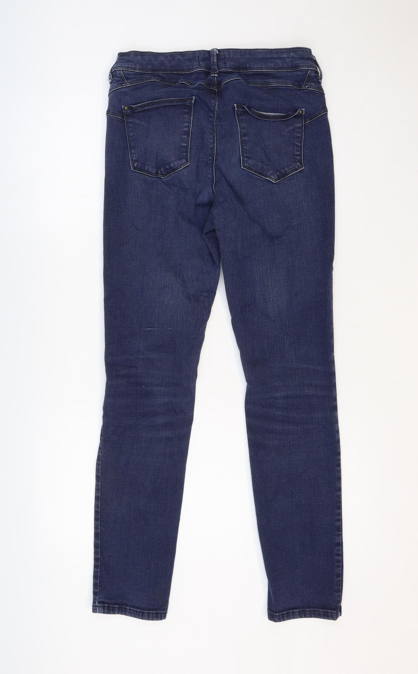 Marks and Spencer Womens Blue Cotton Skinny Jeans Size 14 Regular Zip