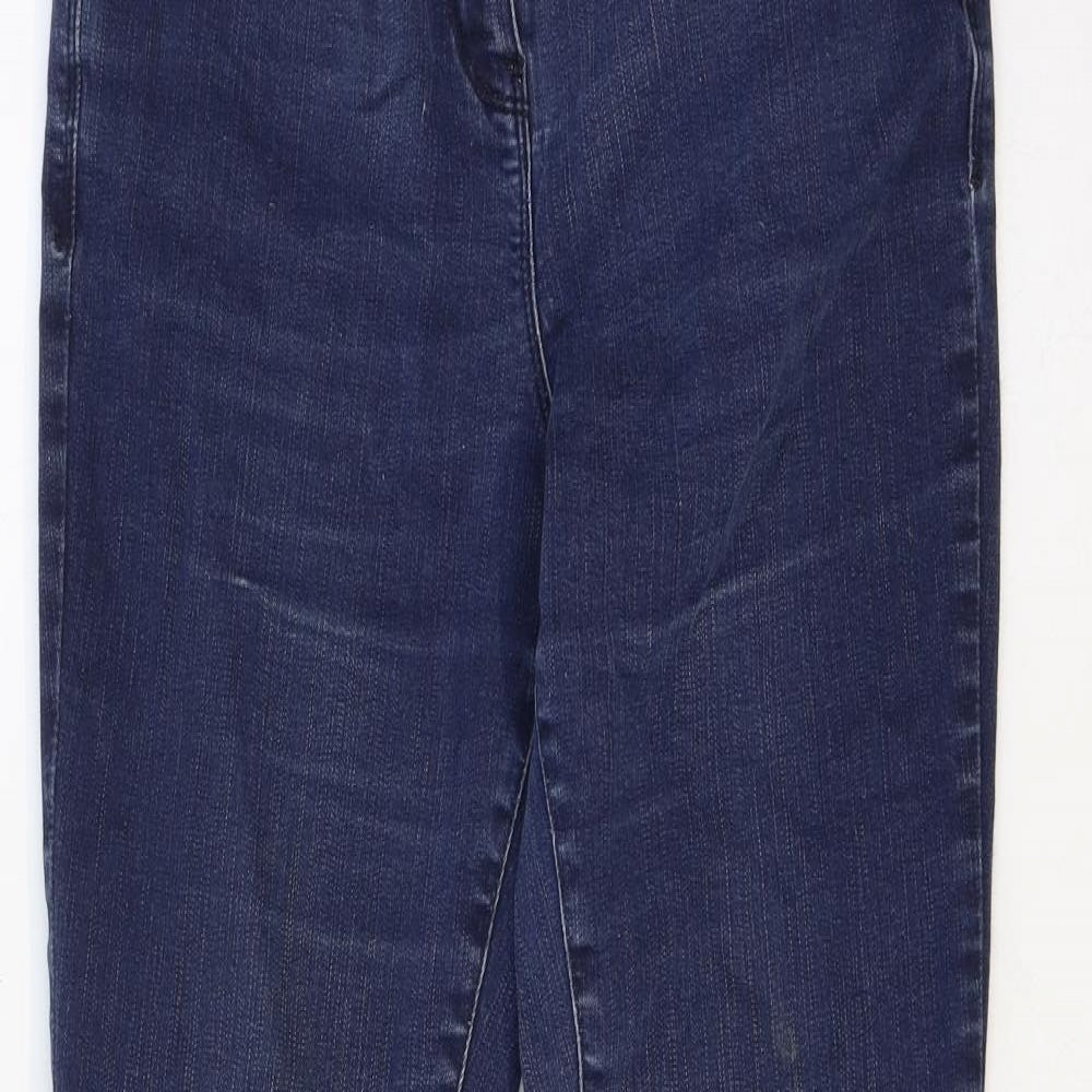Marks and Spencer Womens Blue Cotton Skinny Jeans Size 14 Regular Zip