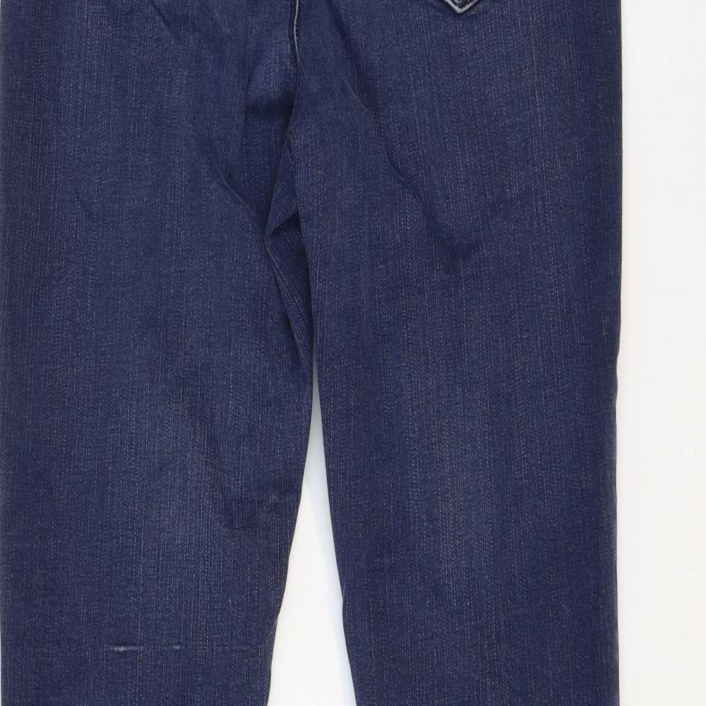 Marks and Spencer Womens Blue Cotton Skinny Jeans Size 14 Regular Zip