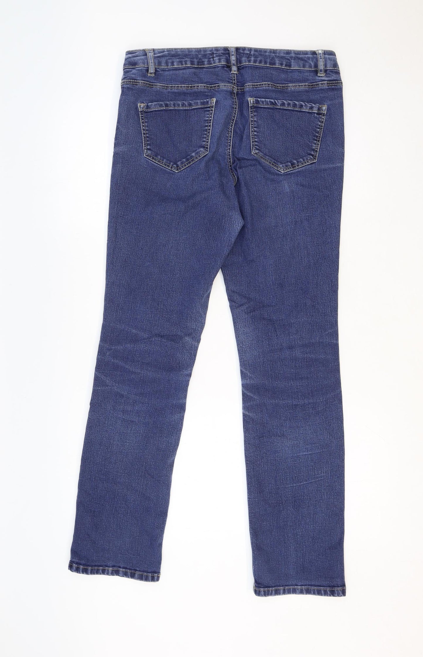 George Womens Blue Cotton Straight Jeans Size 12 Regular Zip