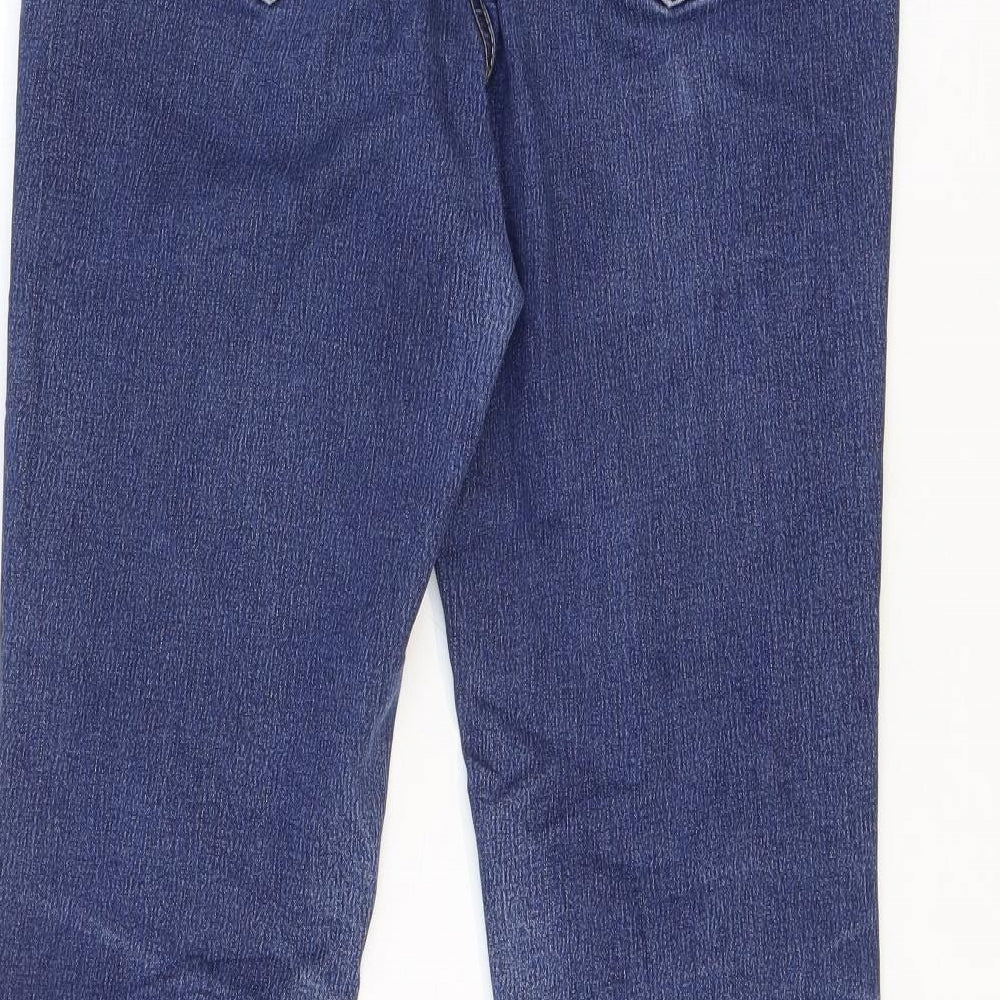 George Womens Blue Cotton Straight Jeans Size 12 Regular Zip