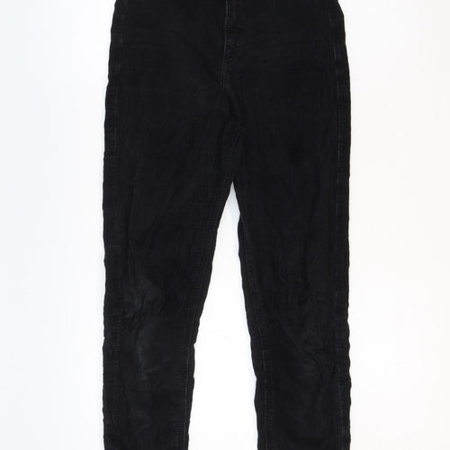 Topshop Womens Black Cotton Trousers Size 28 Regular Zip