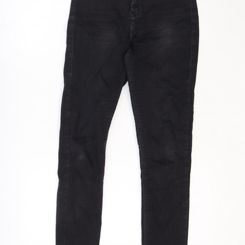 Topshop Womens Black Cotton Skinny Jeans Size 28 in Regular Zip
