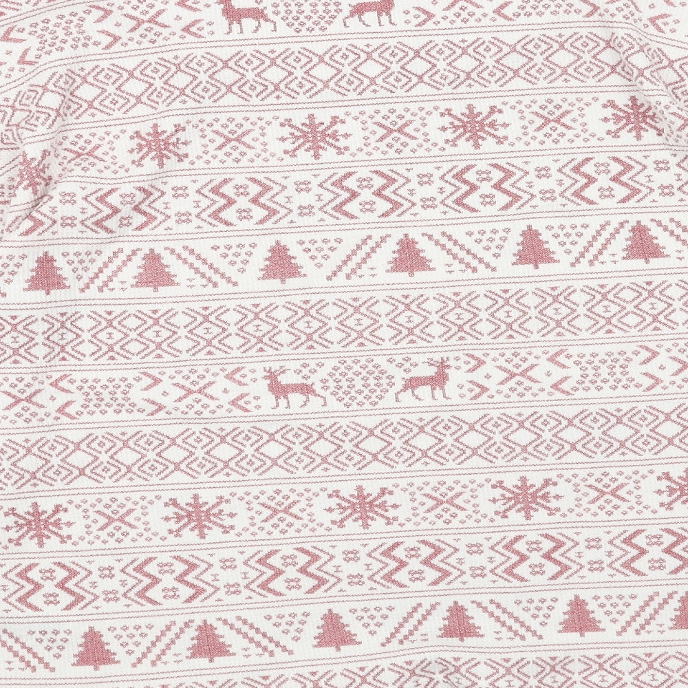 Marks and Spencer Womens Red Round Neck Fair Isle Cotton Pullover Jumper Size M