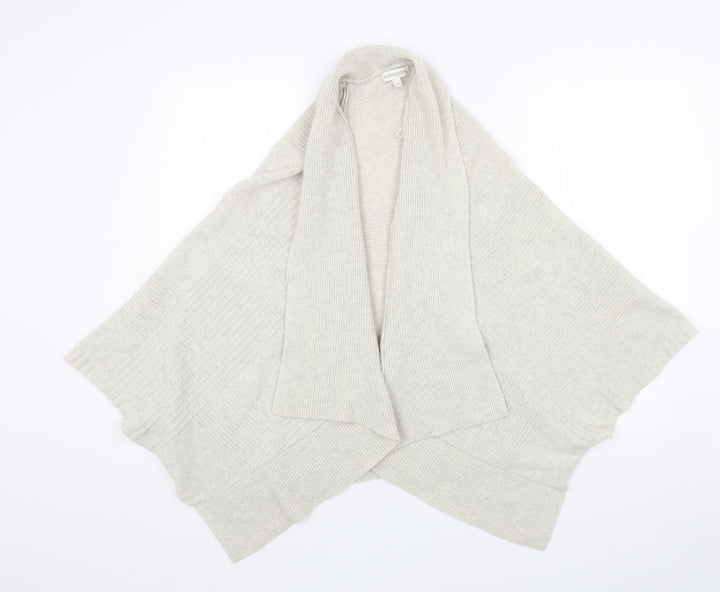 Monsoon Womens Beige V-Neck Acrylic Cape Jumper Size S