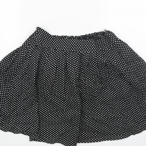 M Butterfly Womens Black Polka Dot Cotton Skater Skirt Size M Button