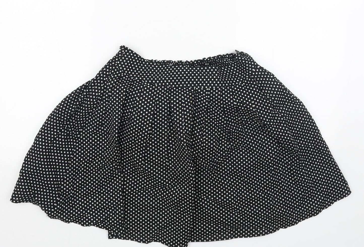 M Butterfly Womens Black Polka Dot Cotton Skater Skirt Size M Button