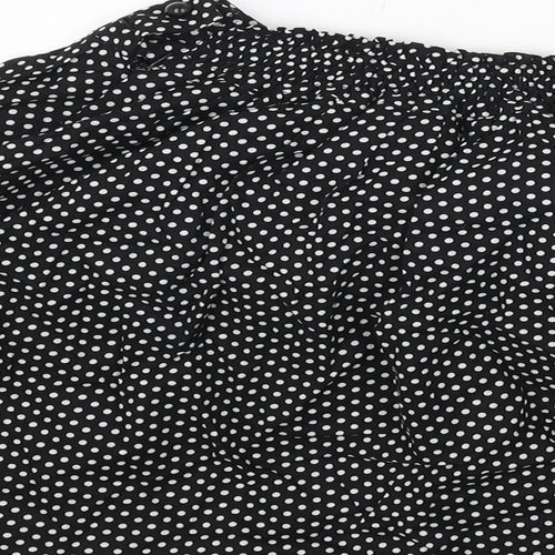 M Butterfly Womens Black Polka Dot Cotton Skater Skirt Size M Button