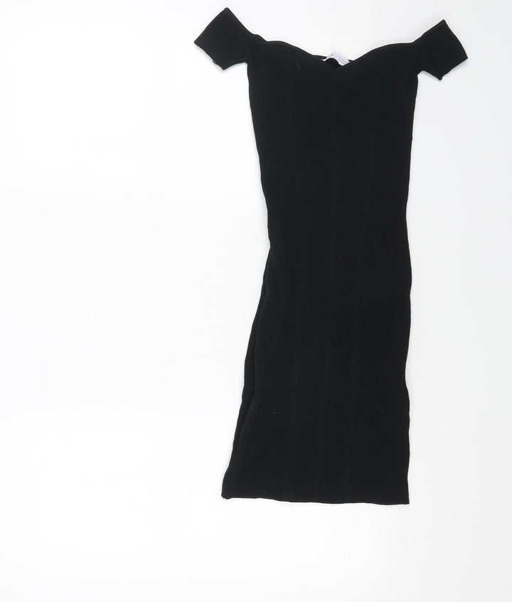Bershka Womens Black Polyester Shift Size XS Sweetheart Pullover