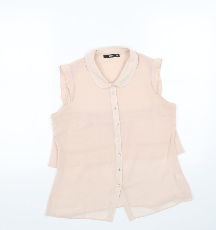 Oasis Womens Pink Polyester Basic Button-Up Size 10 Collared