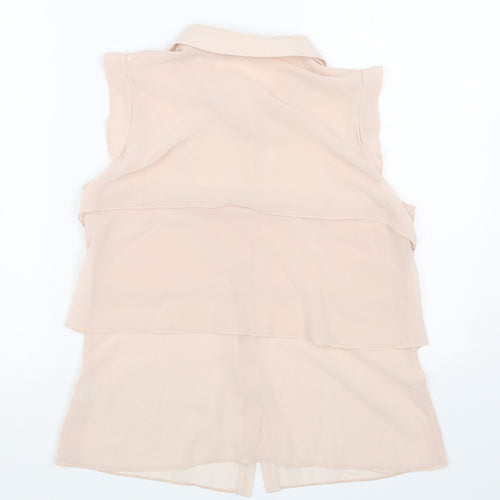 Oasis Womens Pink Polyester Basic Button-Up Size 10 Collared