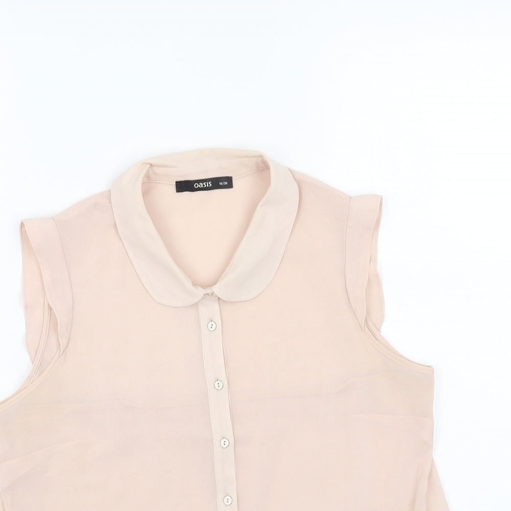 Oasis Womens Pink Polyester Basic Button-Up Size 10 Collared
