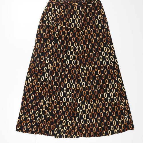 Preworn Womens Black Geometric Polyester Swing Skirt Size 12