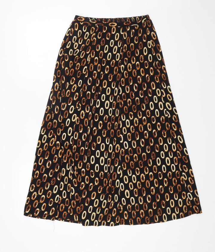 Preworn Womens Black Geometric Polyester Swing Skirt Size 12