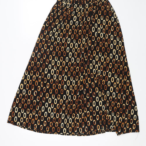 Preworn Womens Black Geometric Polyester Swing Skirt Size 12