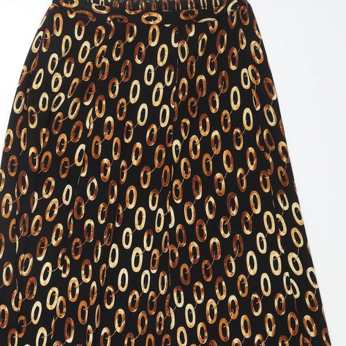 Preworn Womens Black Geometric Polyester Swing Skirt Size 12