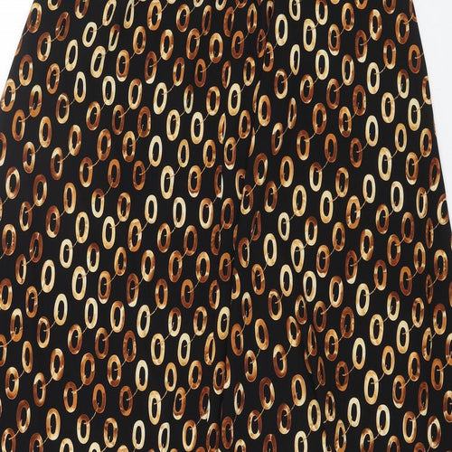 Preworn Womens Black Geometric Polyester Swing Skirt Size 12