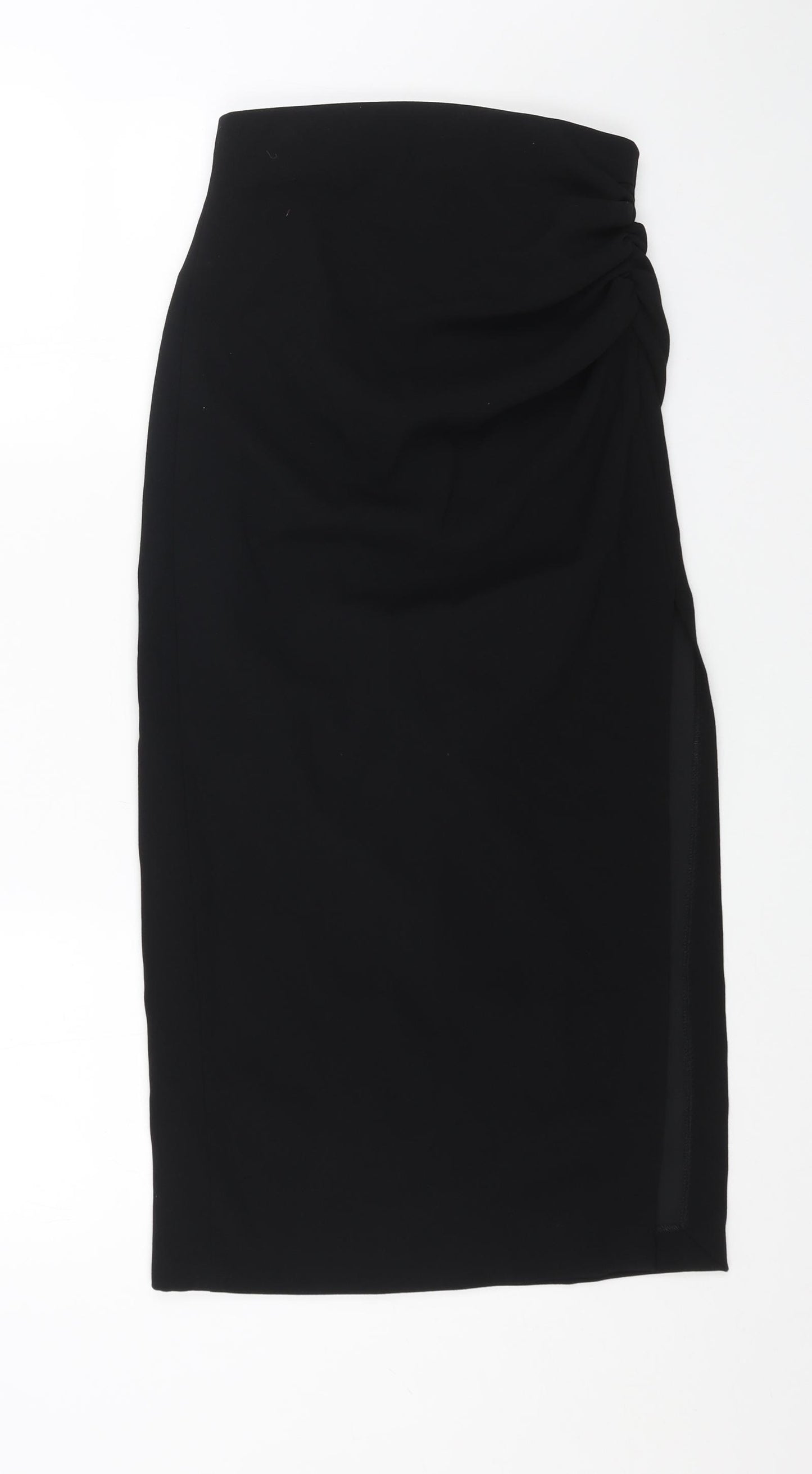 Zara Womens Black Polyester A-Line Skirt Size S Zip