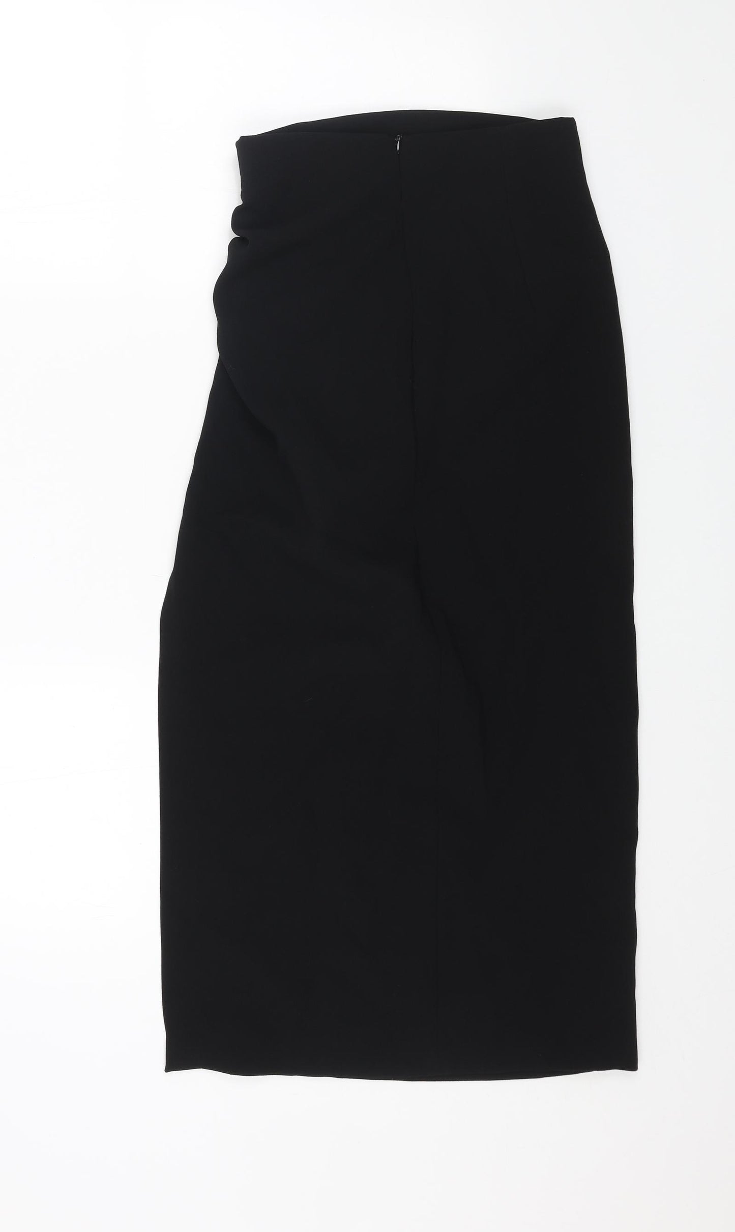 Zara Womens Black Polyester A-Line Skirt Size S Zip
