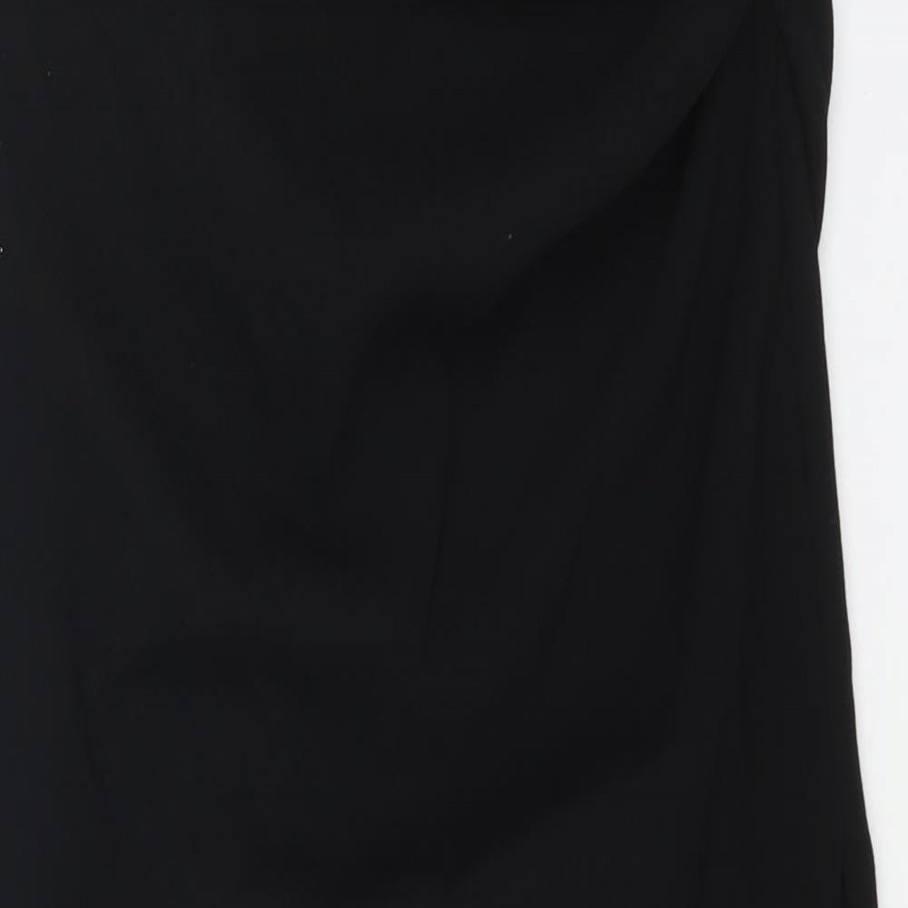Zara Womens Black Polyester A-Line Skirt Size S Zip