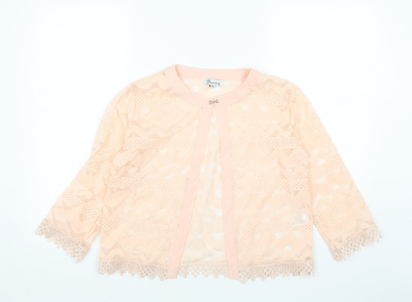 Paramour Womens Pink Geometric Cotton Kimono Blouse Size M Round Neck