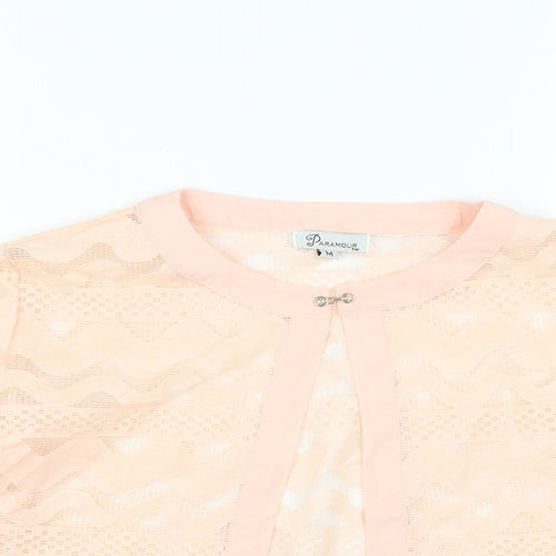 Paramour Womens Pink Geometric Cotton Kimono Blouse Size M Round Neck