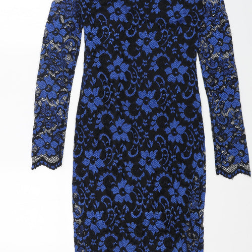 KDK Womens Blue Polyester Shift Size M Round Neck Pullover