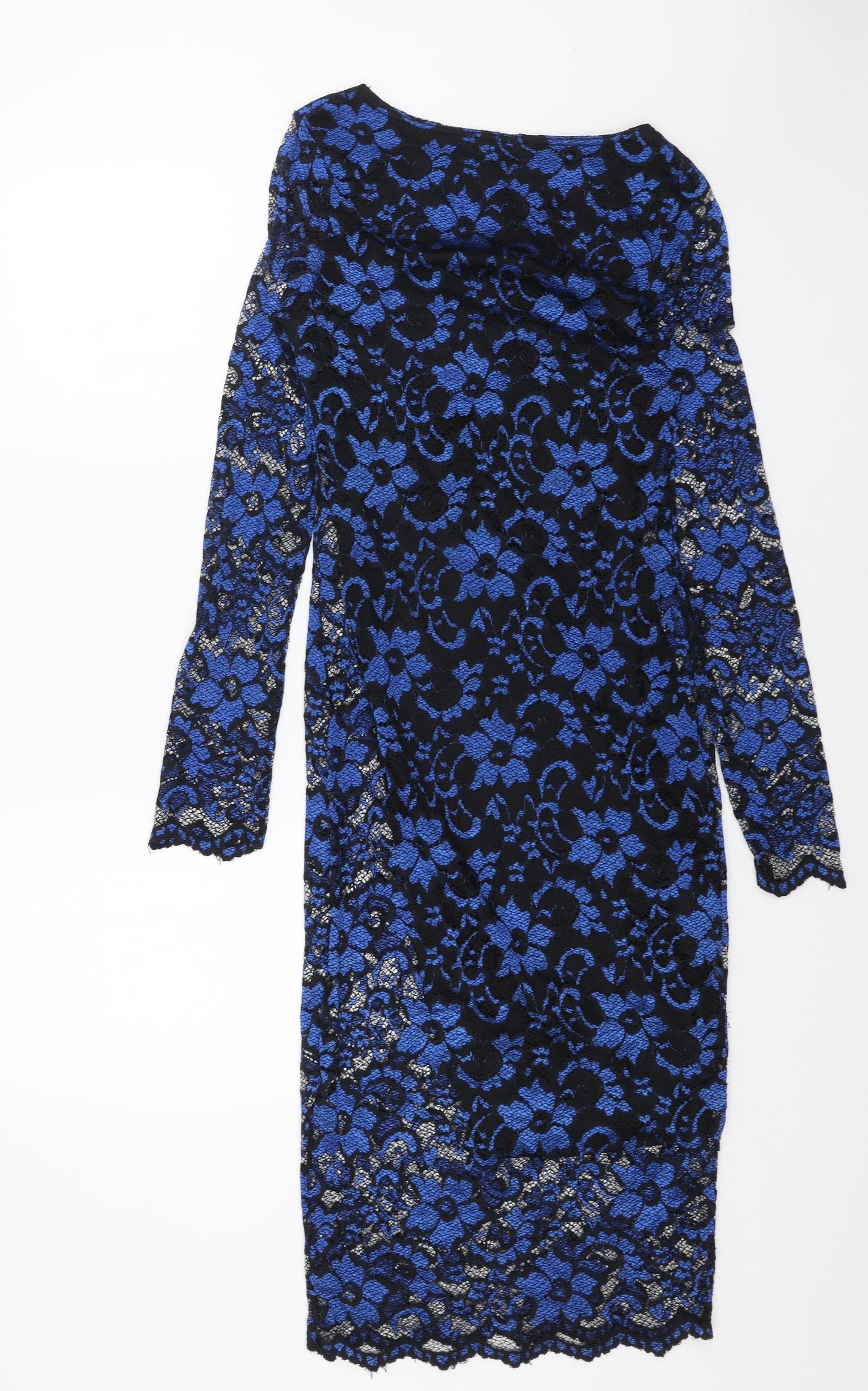 KDK Womens Blue Polyester Shift Size M Round Neck Pullover