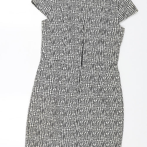 NEXT Womens Grey Geometric Cotton Shift Size 10 Round Neck Zip