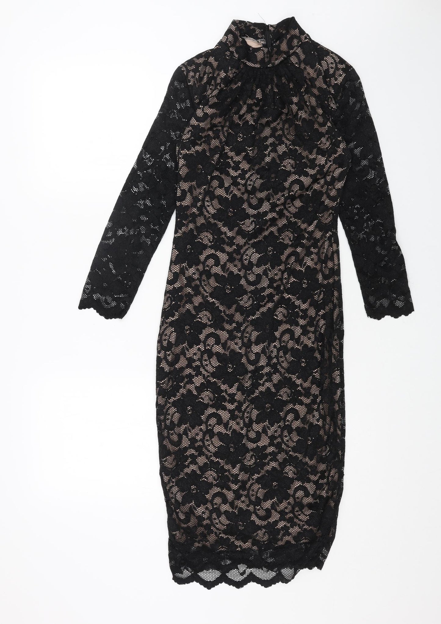 AMY CHILD Womens Black Nylon Shift Size 8 Mock Neck Zip