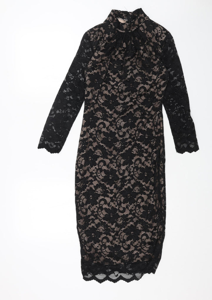 AMY CHILD Womens Black Nylon Shift Size 8 Mock Neck Zip