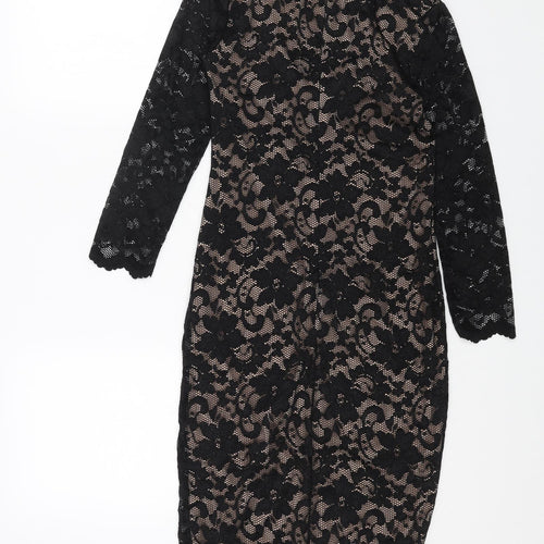 AMY CHILD Womens Black Nylon Shift Size 8 Mock Neck Zip